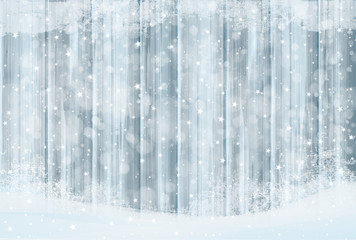 Vector grey wooden  background  and snow for Christmas design.