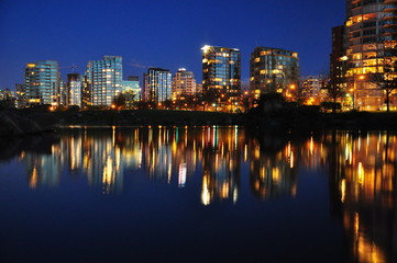 Fototapeta na wymiar Night in Vancouver Canada