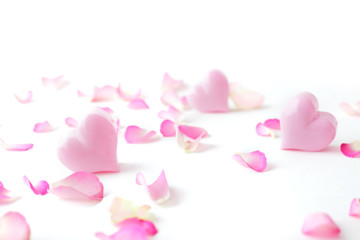 pink heart and rose petals