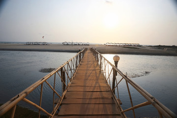 Fototapeta premium Wooden bridge across the river