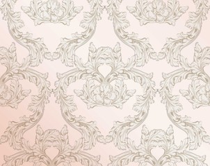 Royal victorian pattern ornament. Vector Rich rococo backgrounds. Pale pink colors