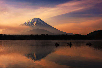 Fototapeta na wymiar Mt. Fuji near Lake Shoji a dawn