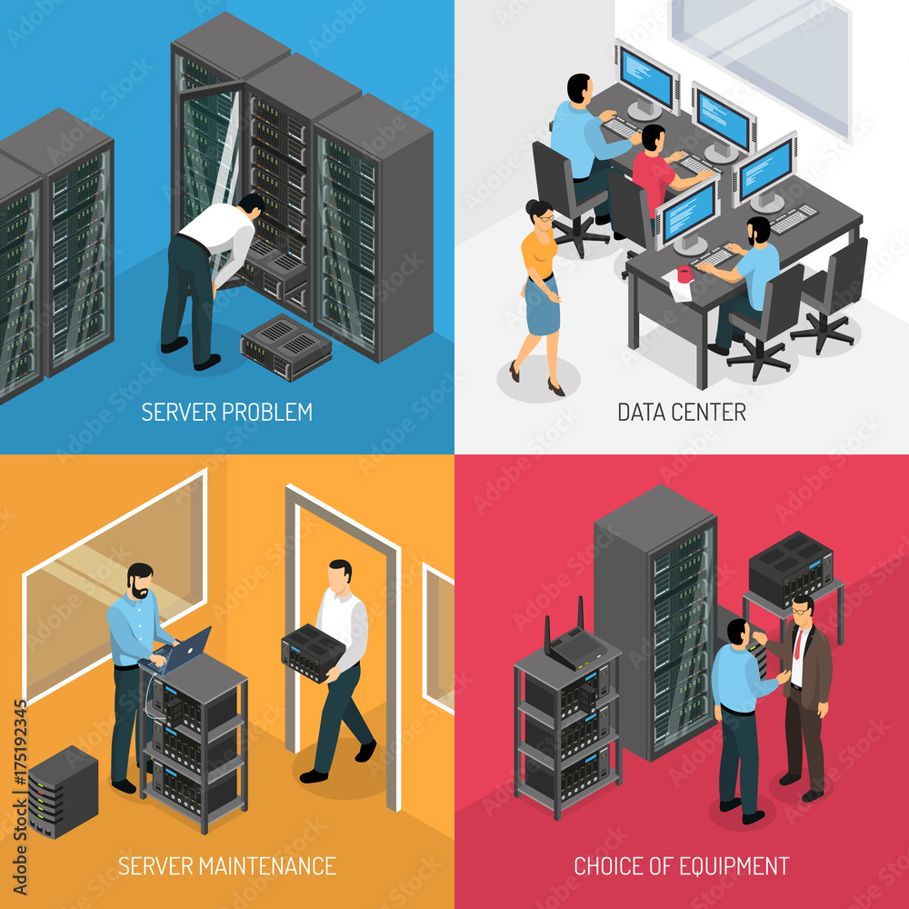 Canvas Prints datacenter 2x2 isometric design concept