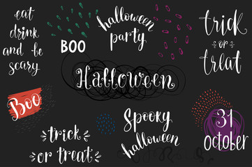 Halloween Phrases. Vector illustration.