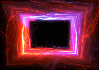 Fire and ice lightning frame, modern plasma party poster
