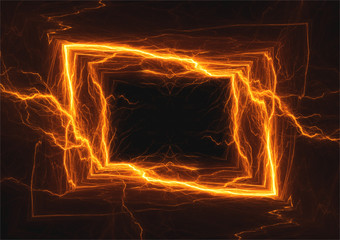 Burning lightning frame, modern plasma party poster