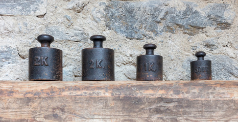 Old metal antique weights, Austria