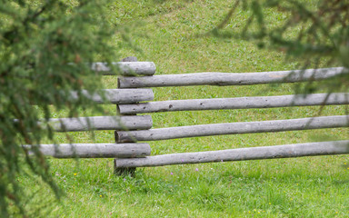 Wooden fence in the Alps