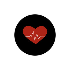 Heart pulse cardiac round icon black flat vector