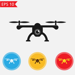 Drone quadcopter with camera icon Vector.