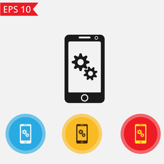 Mobile phone with gear icon Vector.