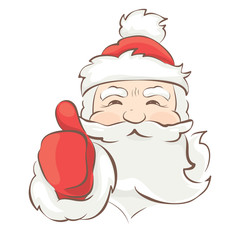 Funny Santa Claus / Vector christmas illustration, sign Thumbs up.