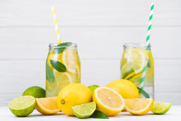 lemonade drink with lemon, lime and mint
