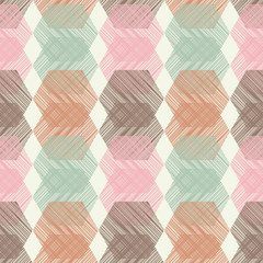 Seamless background with abstract geometric pattern. Hexagon pattern. Scribble texture. Textile rapport.