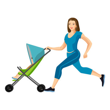 Buggy Fit Ultimate Outdoor Fitness Class For Mums Vector Illustration