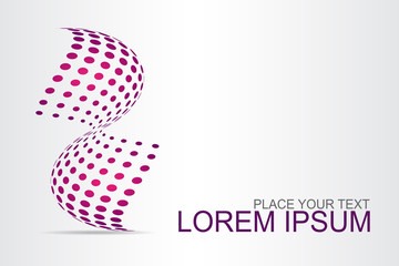 Logo stylized spherical surface with abstract shapes