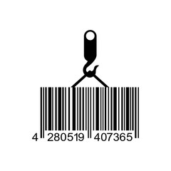 Icono plano codigo de barras carga negro en fondo blanco