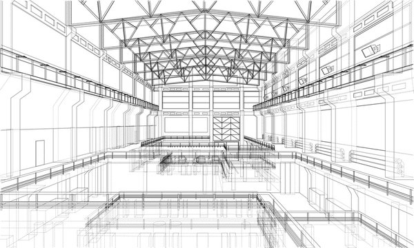 Warehouse sketch. Vector