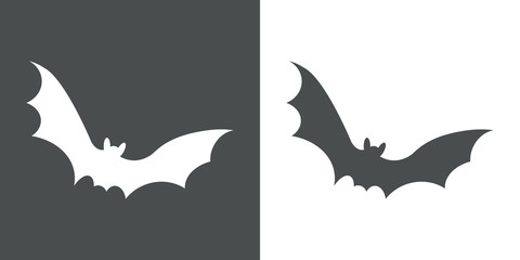 Icono plano murcielago blanco y gris