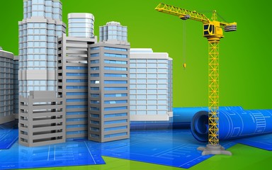 3d of city buildings construction