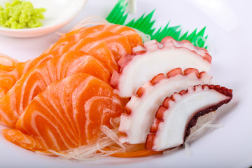 Salmon and Octopus sashimi