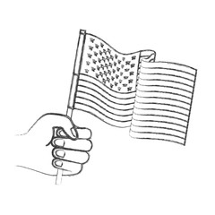 hand holding united states waving flag monochrome blurred silhouette