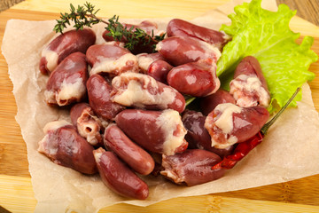Raw chicken hearts