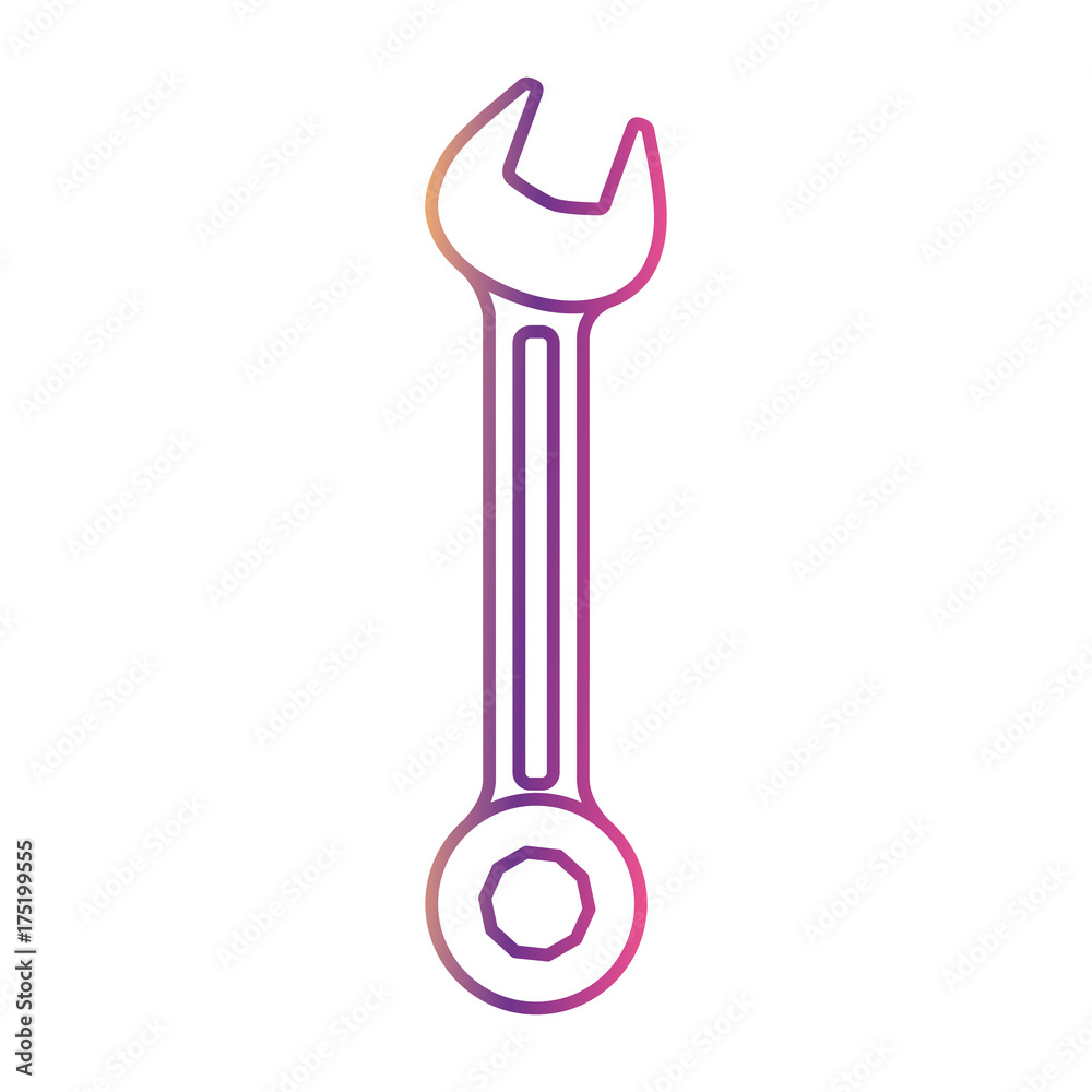 Sticker spanner flat icon gradient color silhouette from purple to red