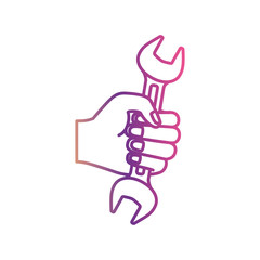 hand holding wrench flat icon gradient color silhouette from purple to red