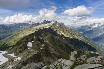 Fototapeta na wymiar Beautiful Alpine view from the summit of Le Brevent. France.
