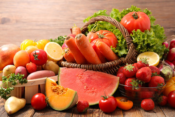 Naklejka na ściany i meble assorted raw fruit and vegetable