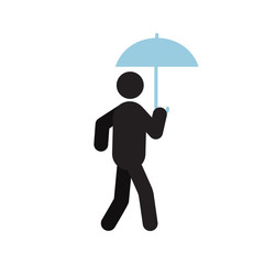 Man walking under umbrella silhouette icon