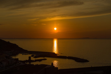 Fototapeta premium Sunset on Castelsardo is a town in Sardinia, Italy,