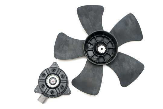 Auto part, Old Bad Car cooling fan with motor.
