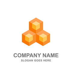 Cube Box Geometric 3D Logo Vector Icon