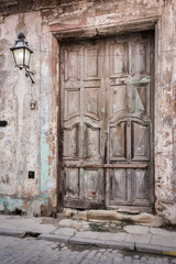 Fototapeta na wymiar Old vintage wooden door in Old Town - Havana ,Cuba