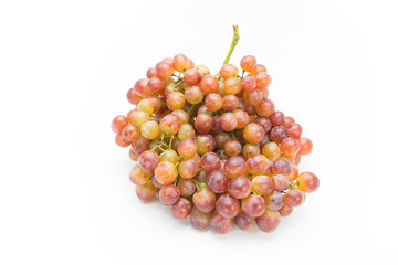 Ripe red grape. Pink bunch isolated on white.