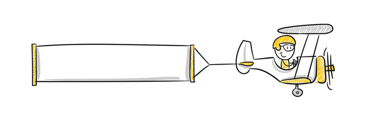 Strichfiguren / Strichmännchen: Werbung, Flugzeug, Pilot. (Nr. 107) © strichfiguren.de