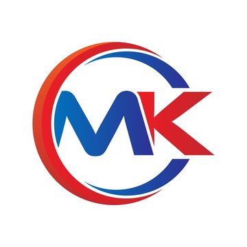 mk logo vector modern initial swoosh circle blue and red