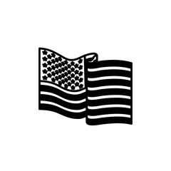 united states flag waving in black silhouette