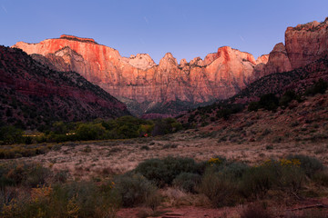 moonlight at Towers of the Virgin, Zion National Park, Utah