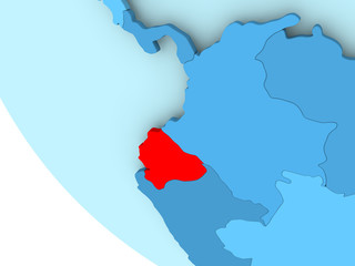 Ecuador on blue political globe
