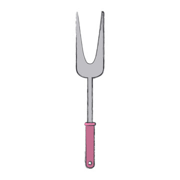 carving fork colorful silhouette with blurred contour