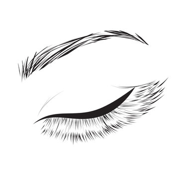 Beautiful woman closed eye with long eyelashes vector illustration