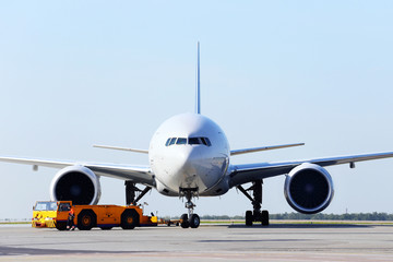 Fototapeta na wymiar Big airplane on runway