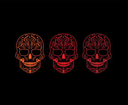 Happy Halloween skull icons, Day ot the dead