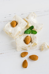 Sweet nougat with almonds
