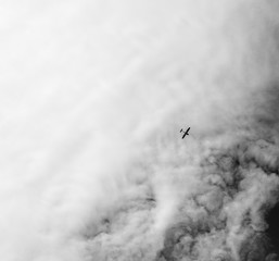 plane flies into amazing cloudscape 