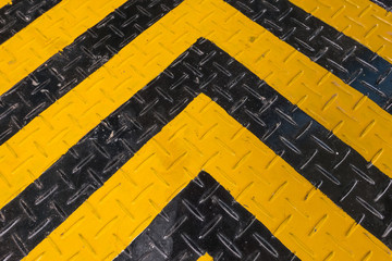 yellow and black painted Steel plate industrial for background . - 175210373