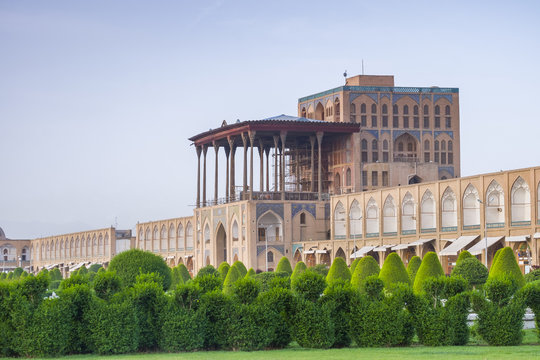 morning time view of Ali Qapu Palace, Nash-e Jahan square, Esfahan, Iran